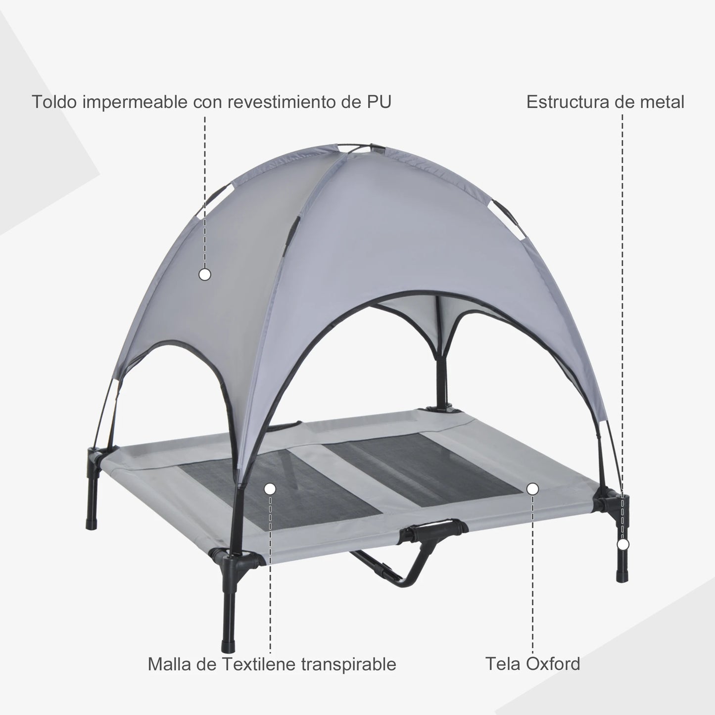 Cama Elevada Vielsa™ con Dossel Removible – Edición Sombra Noble