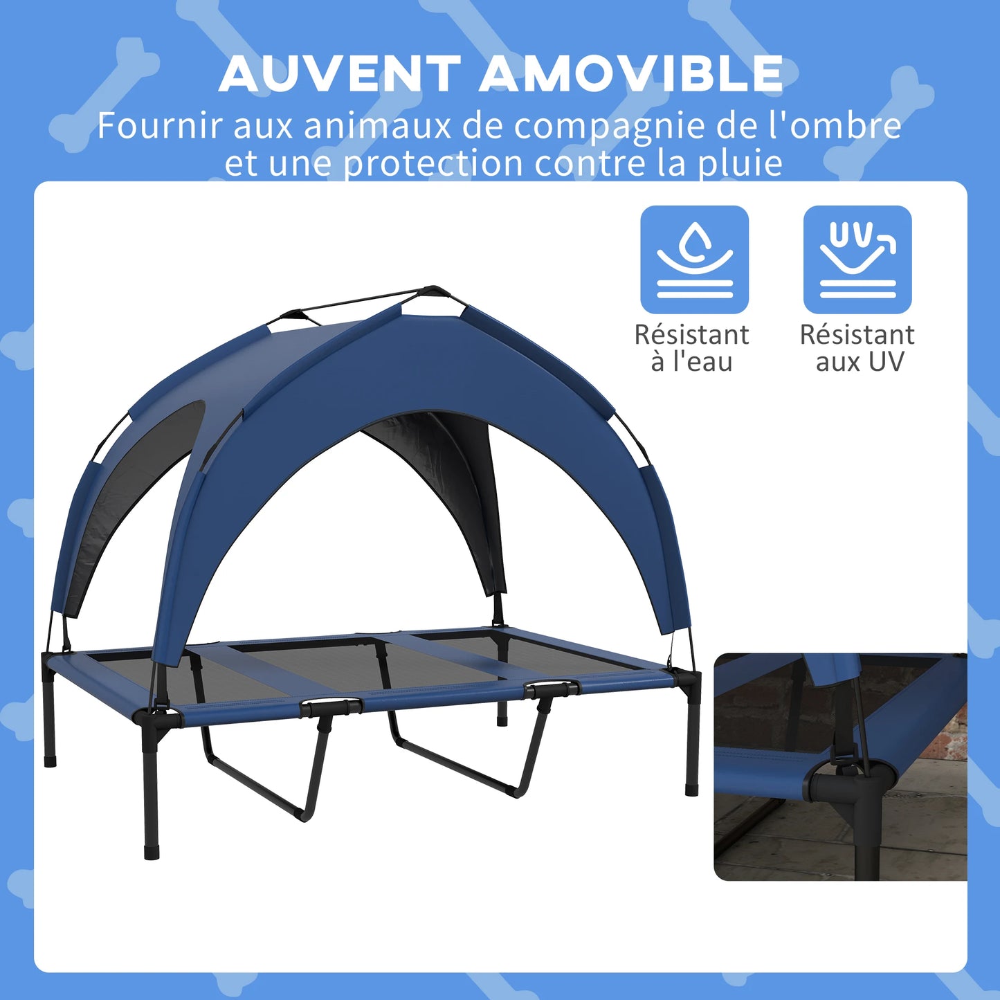 Cama Elevada con Dossel Vielsa™ – Azul Profundo