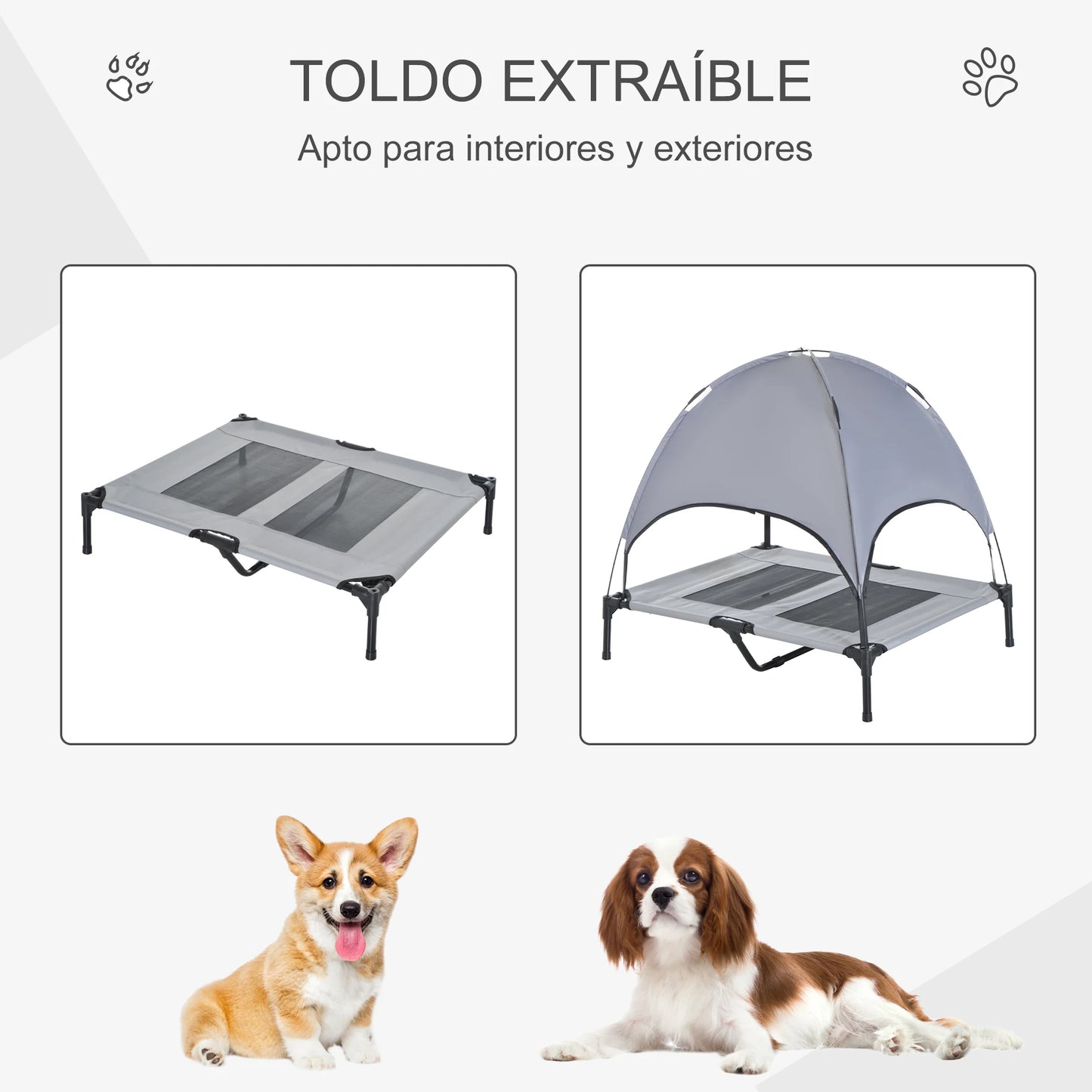 Cama Elevada Vielsa™ con Dossel Removible – Edición Sombra Noble