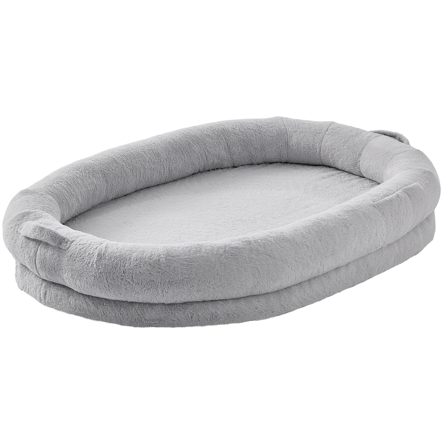 VEVOR Human Dog Bed Human Dog Bed for Adult Human Size Dog Bed with Washable Faux Rabbit Fur Cover Egg Orthopedic Foam Grey
