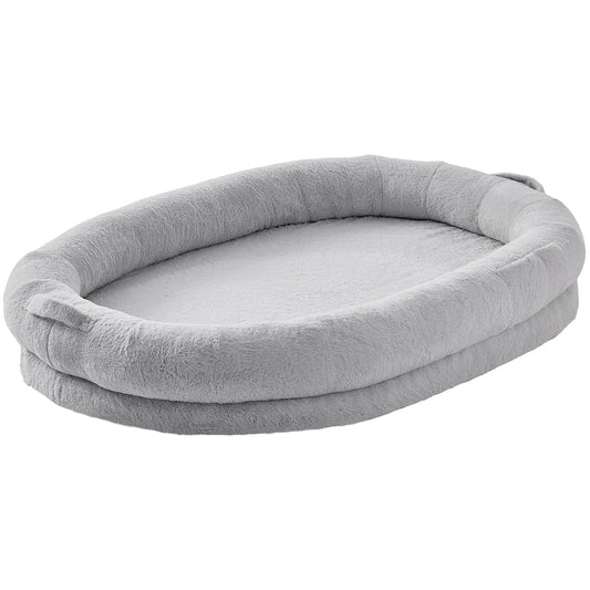 VEVOR Human Dog Bed Human Dog Bed for Adult Human Size Dog Bed with Washable Faux Rabbit Fur Cover Egg Orthopedic Foam Grey