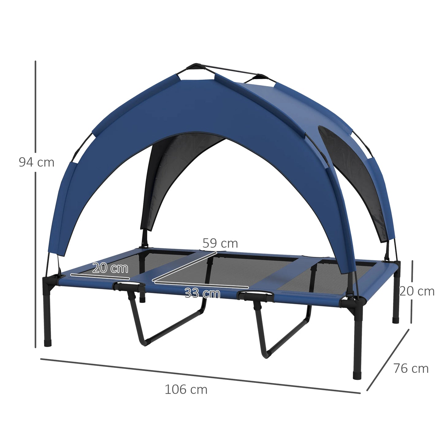 Cama Elevada con Dossel Vielsa™ – Azul Profundo