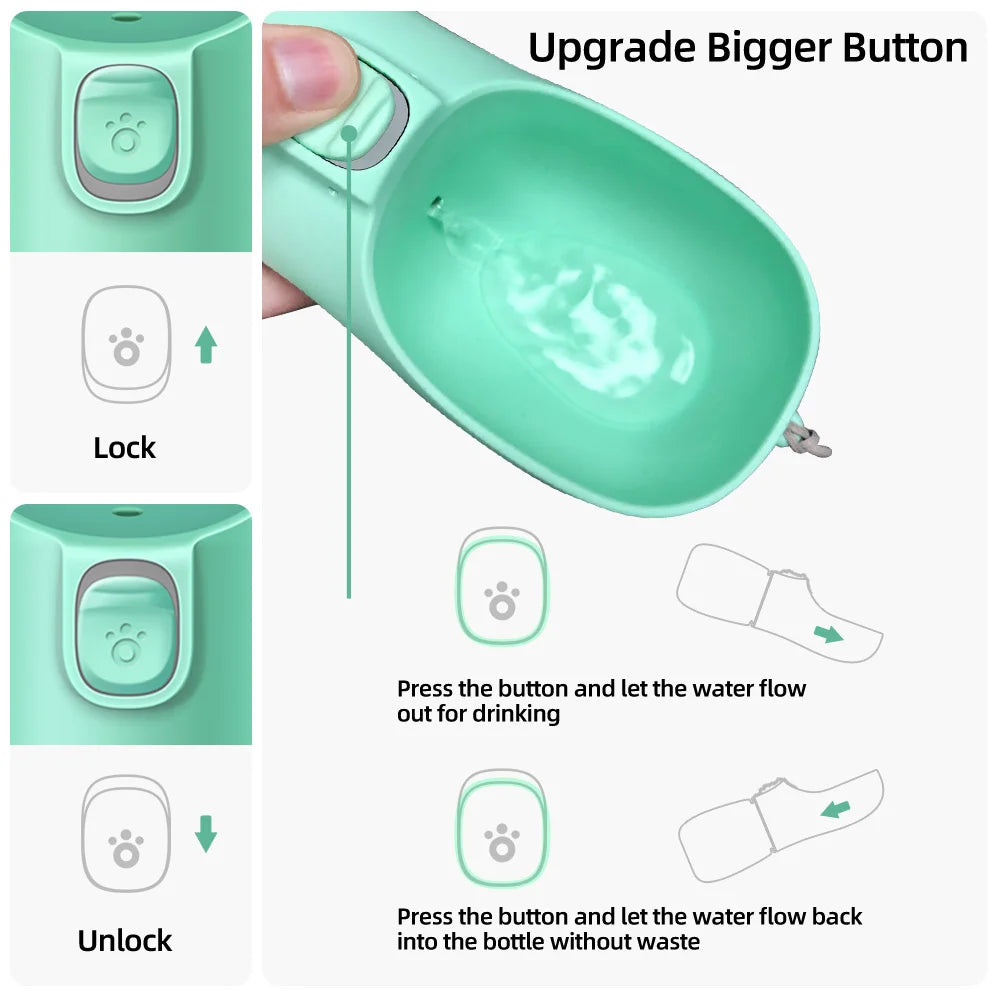 BOTIPET™ es una botella portátil con cuenco integrado, ideal para mantener a tu perro o gato hidratado en cualquier momento.